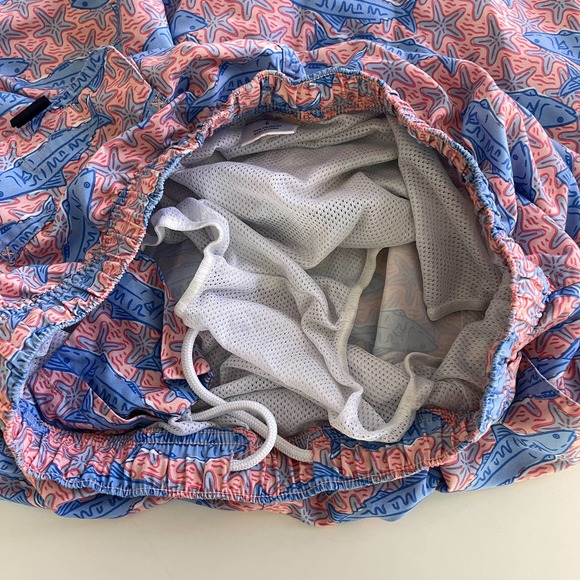 Vineyard Vines (L) Starfish Fish Swim Trunks Shorts Pink Blue - Picture 6 of 10